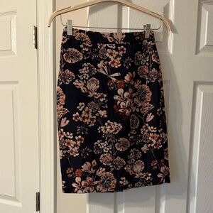 Floral Navy Pencil Skirt